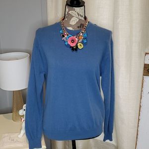 Vintage 100% Cashmere Pullover Sweater Dusty Blue, Sz Large?